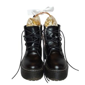 White & Gold Crackle Bootie Boot Shapers
